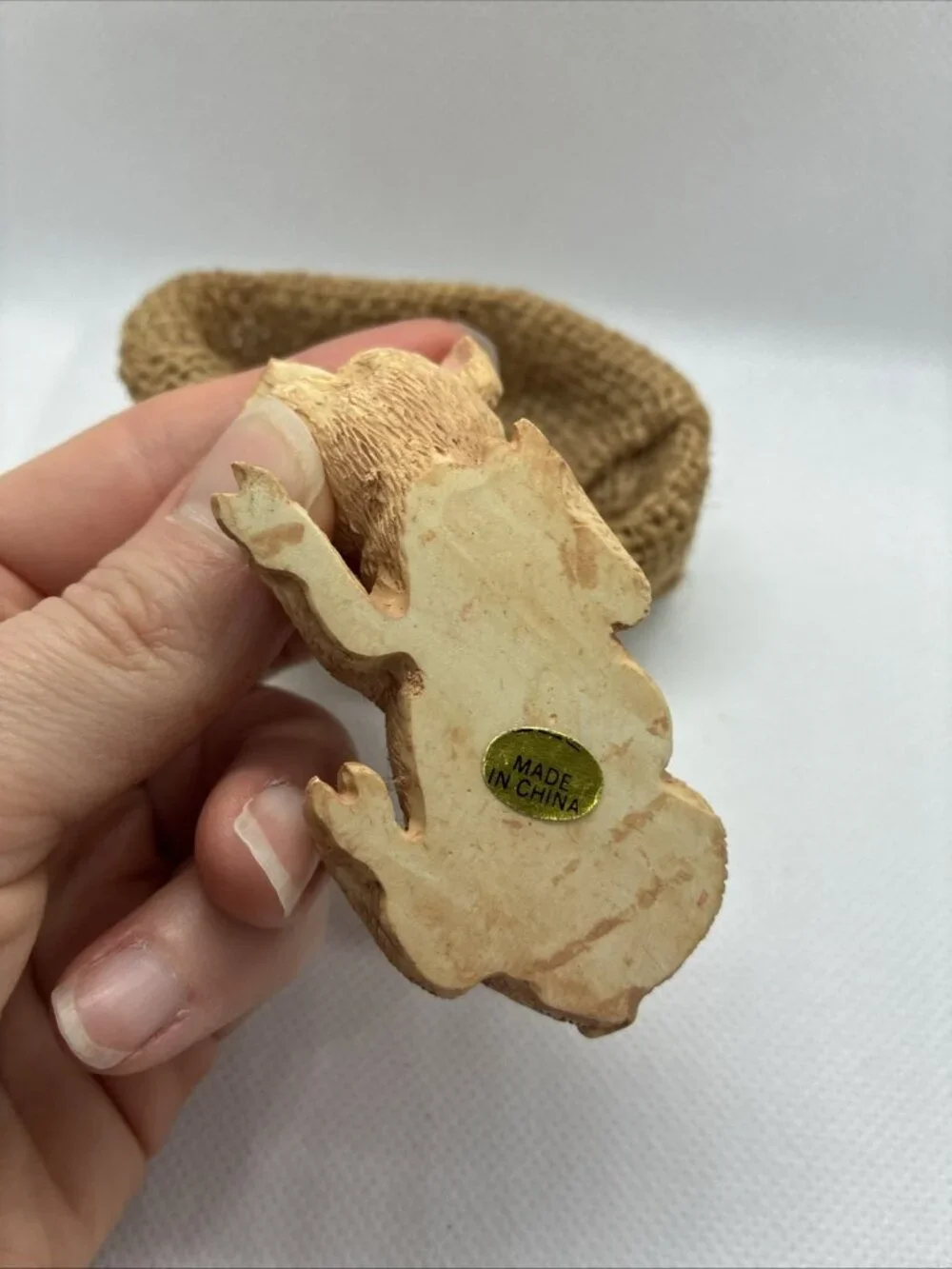 Resin Piglet in Burlap Basket Farmhouse Country Decor Figurine Pig Sculpture